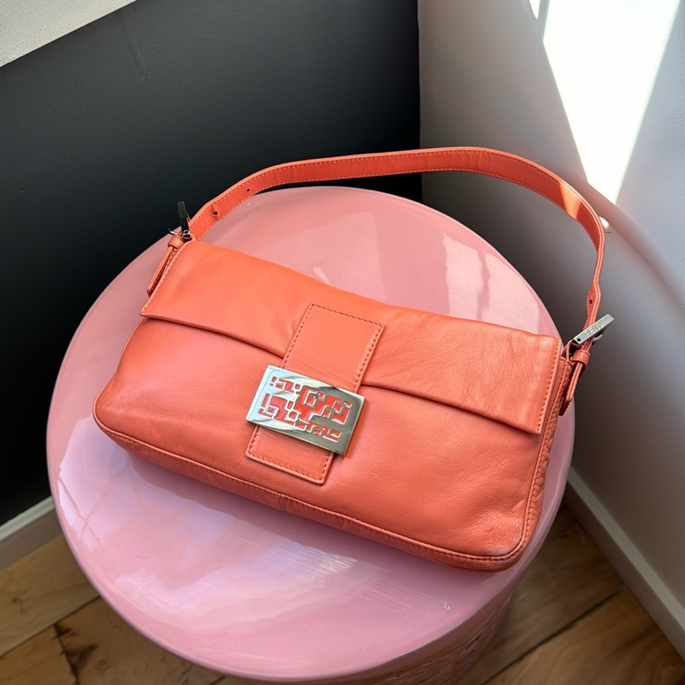 Fendi Baguette in Salmon Pink Nappa Leather RARE